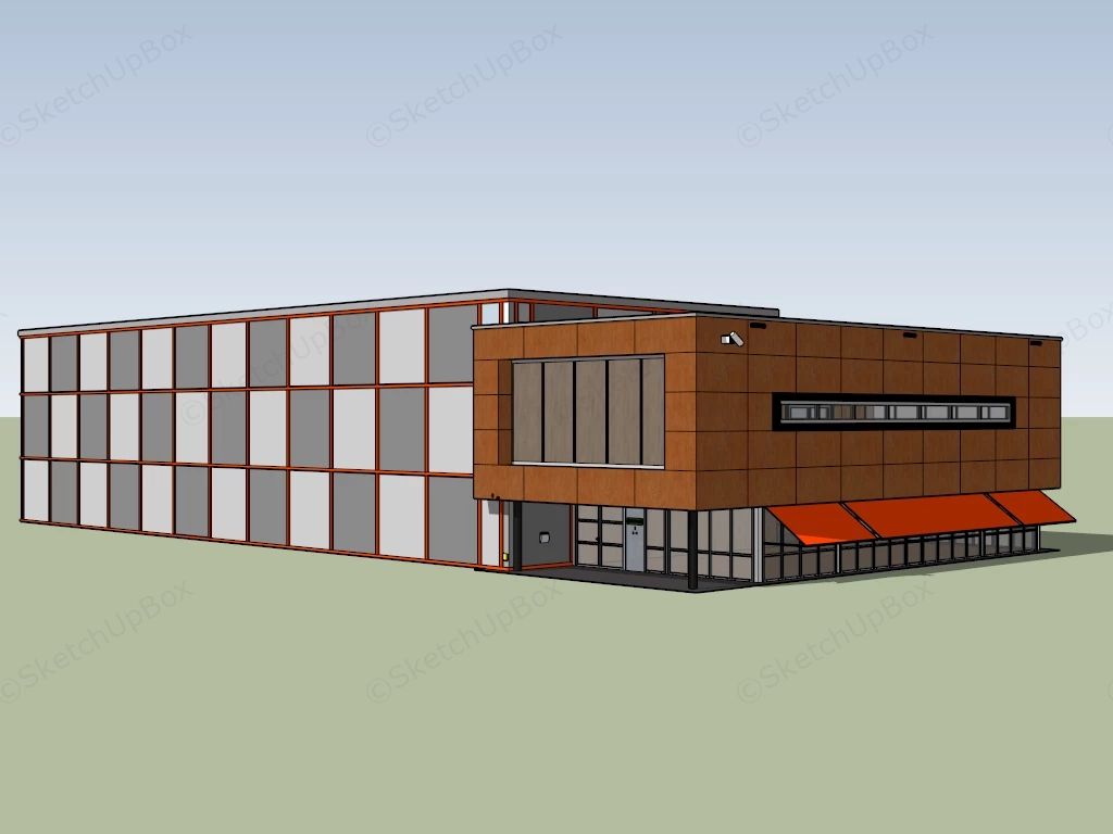 Small Contemporary Office Building sketchup model preview - SketchupBox