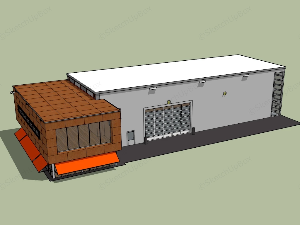 Small Contemporary Office Building sketchup model preview - SketchupBox