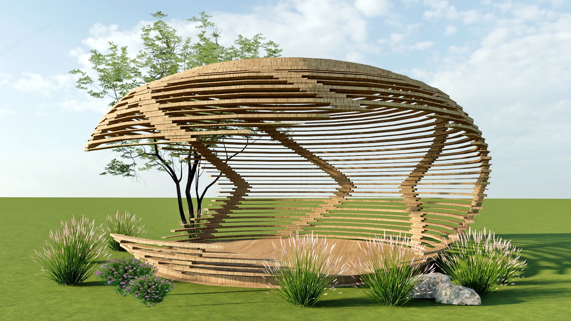 Creative Patio Pergola sketchup model preview - SketchupBox