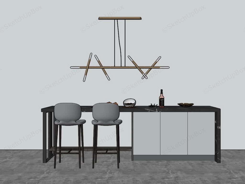 Mini Home Bar With Marble Countertop sketchup model preview - SketchupBox