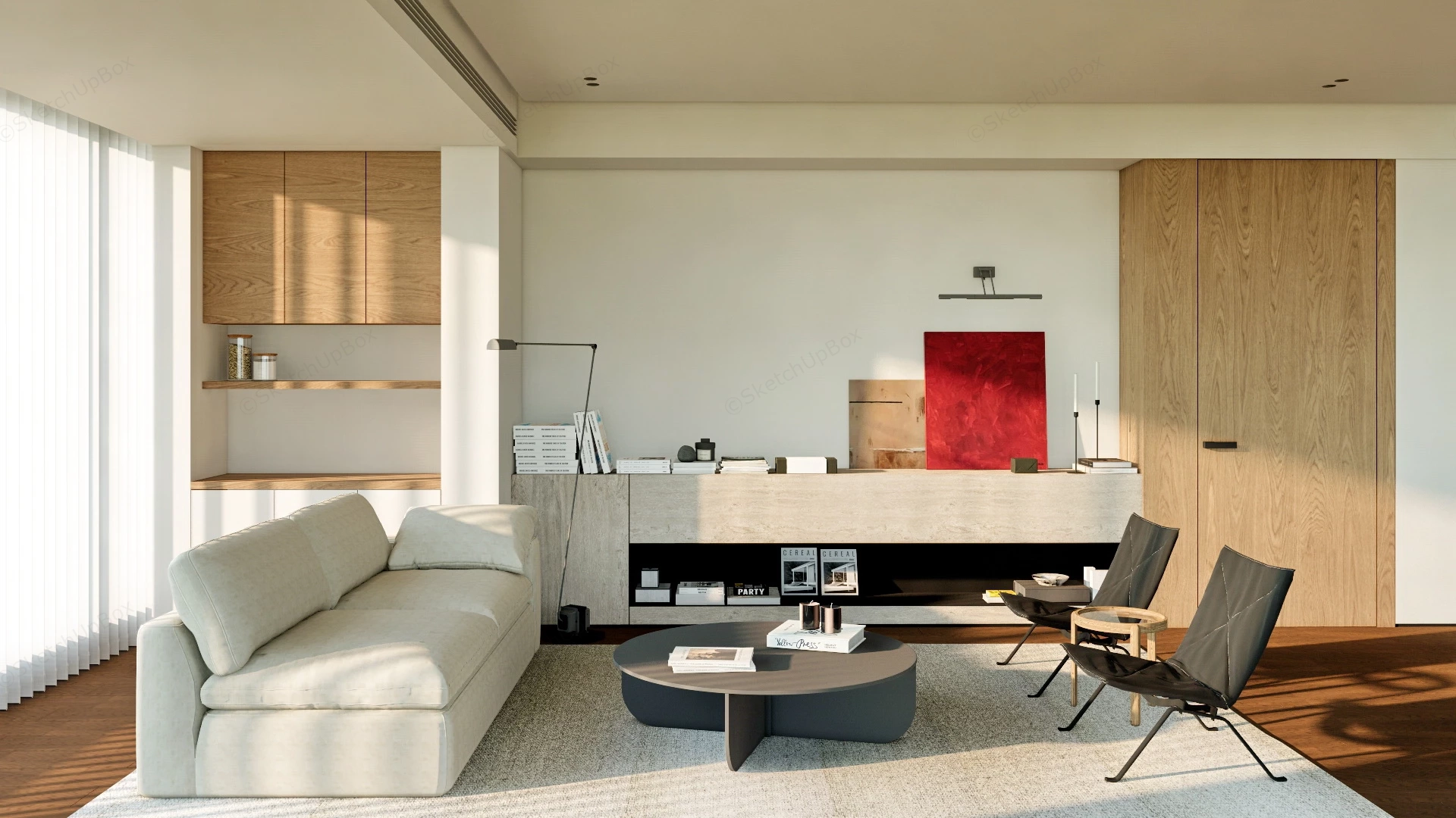 Minimalist Small Living Room sketchup model preview - SketchupBox