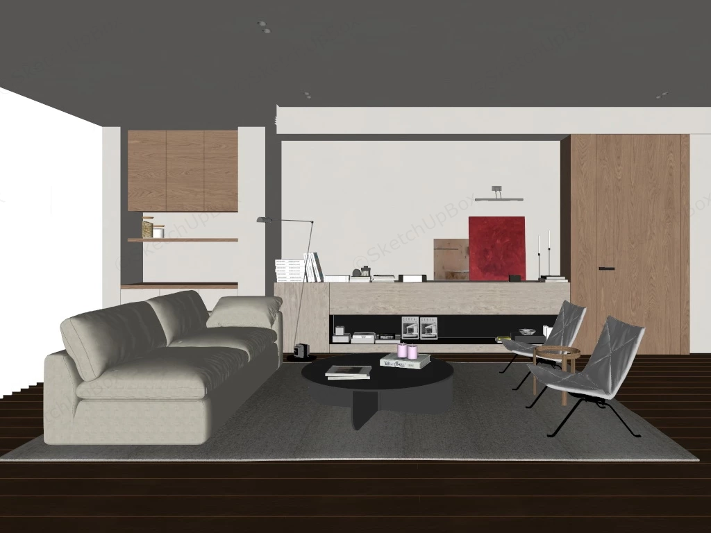 Minimalist Small Living Room sketchup model preview - SketchupBox