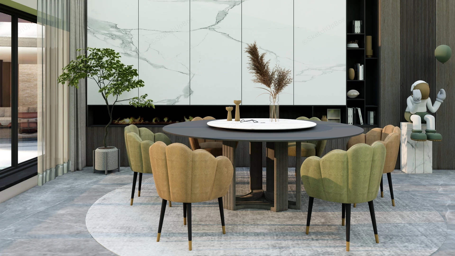Elegant Formal Dining Room sketchup model preview - SketchupBox