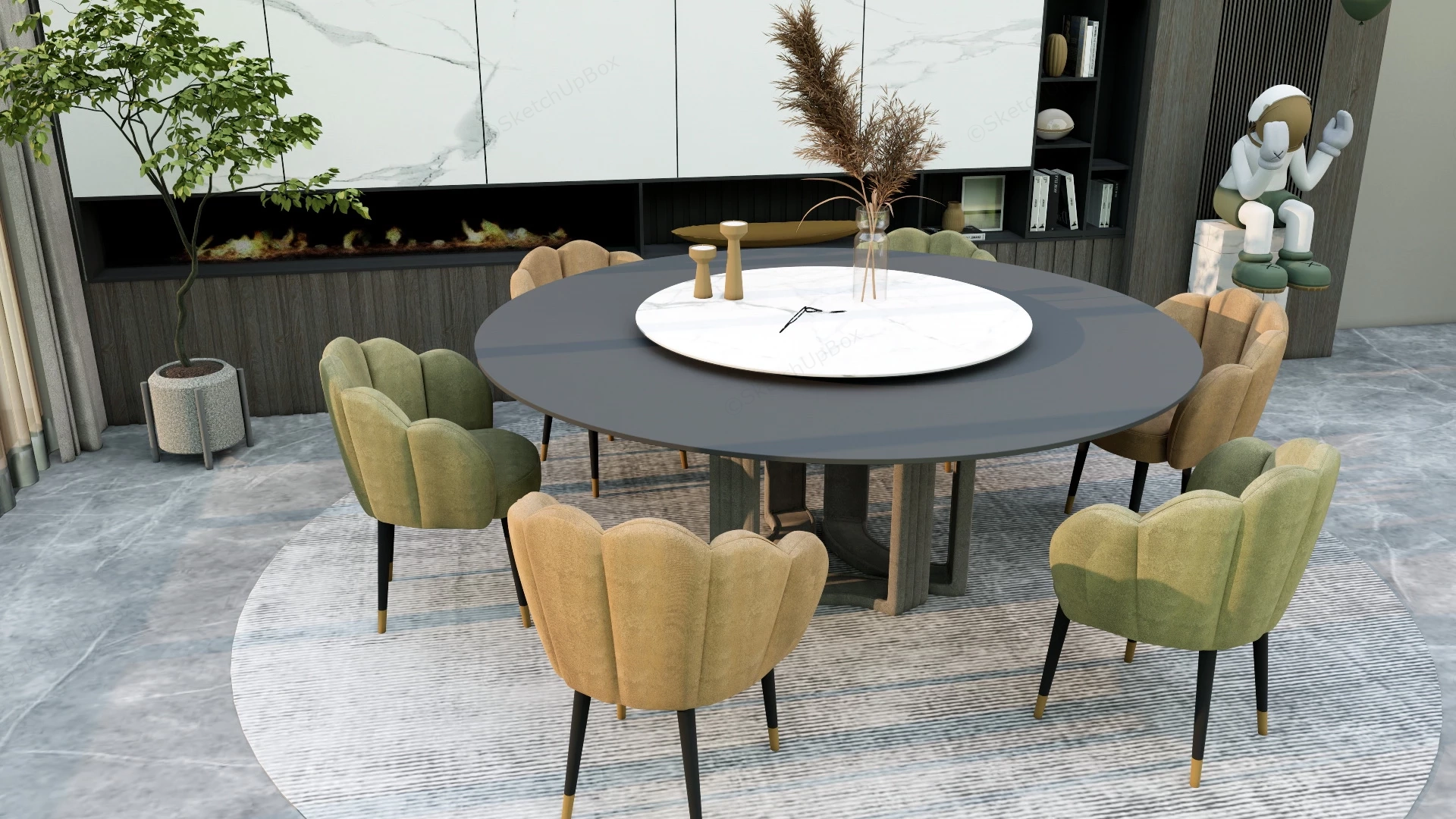 Elegant Formal Dining Room sketchup model preview - SketchupBox