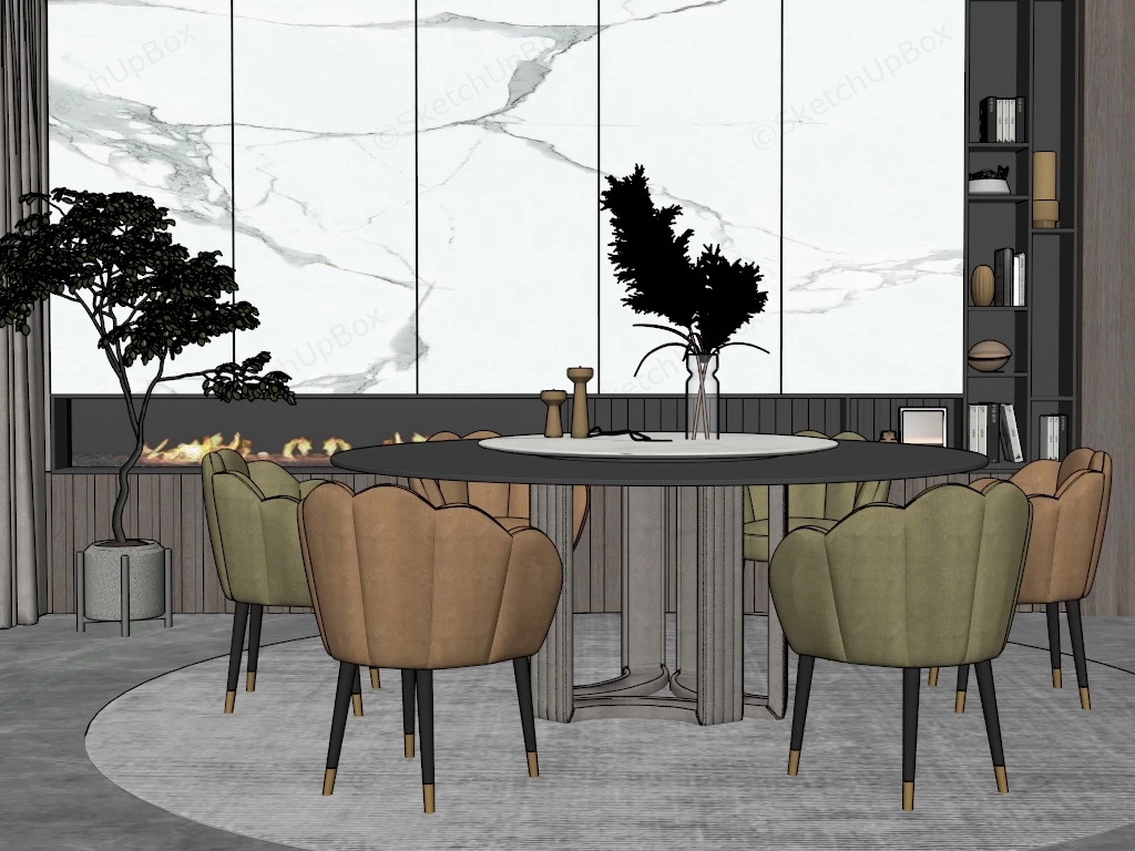 Elegant Formal Dining Room sketchup model preview - SketchupBox