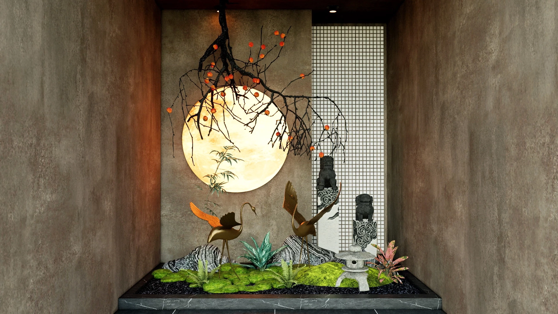 Japanese Indoor Garden Design sketchup model preview - SketchupBox