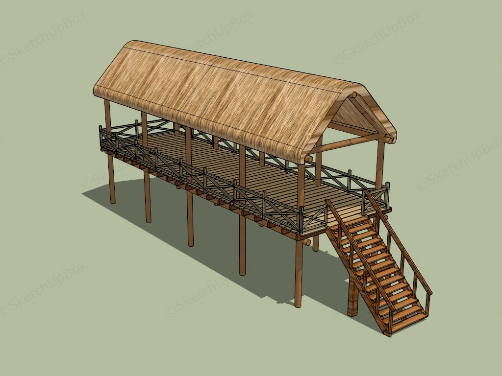 Asian Thatched Pavilion sketchup model preview - SketchupBox