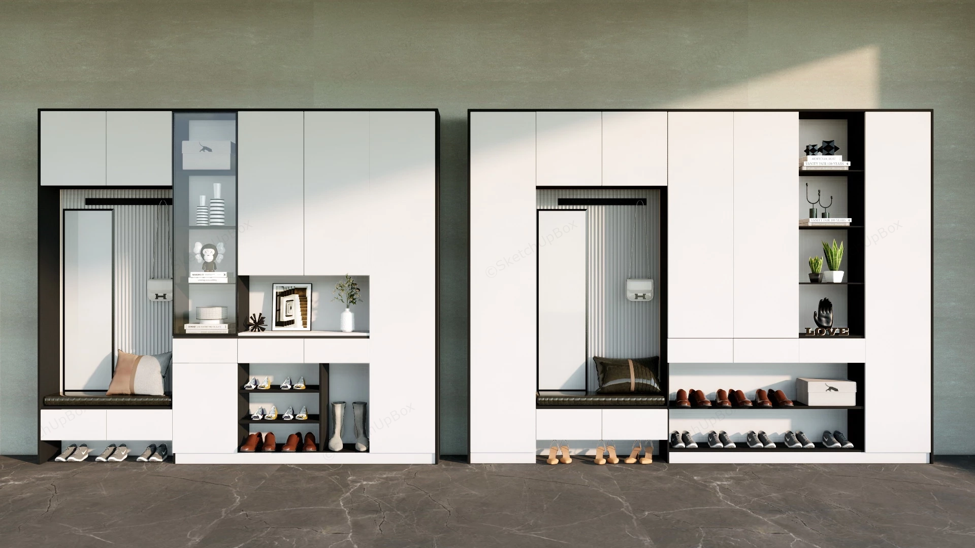 Entryway Mudroom Storage Ideas sketchup model preview - SketchupBox