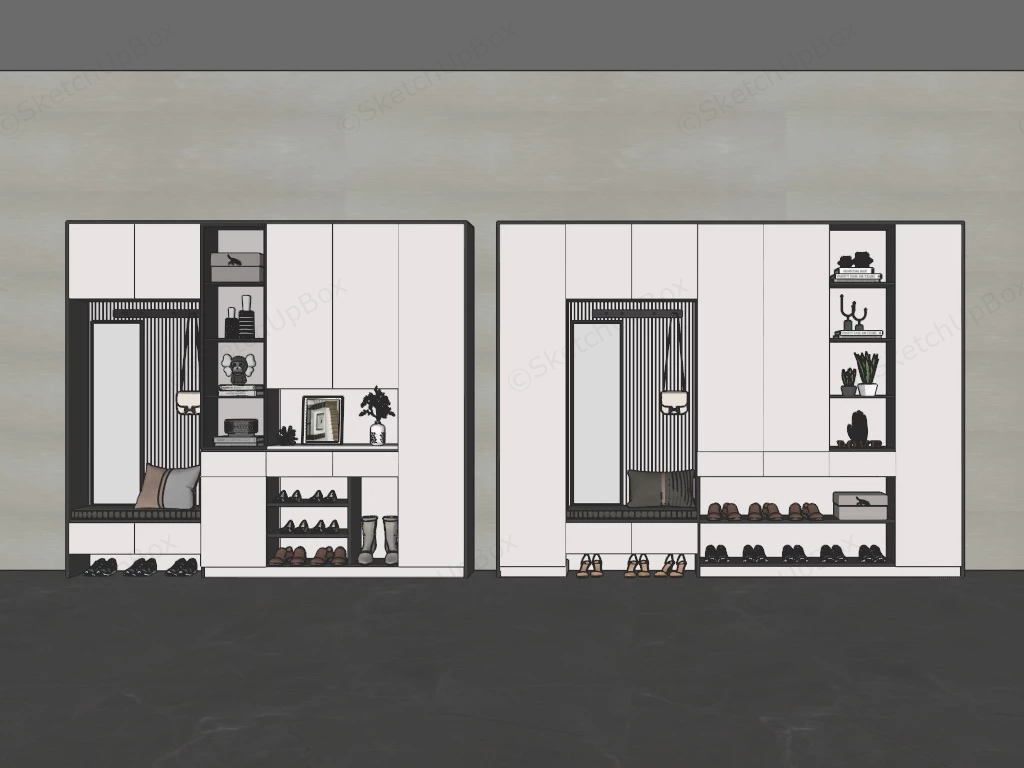 Entryway Mudroom Storage Ideas sketchup model preview - SketchupBox