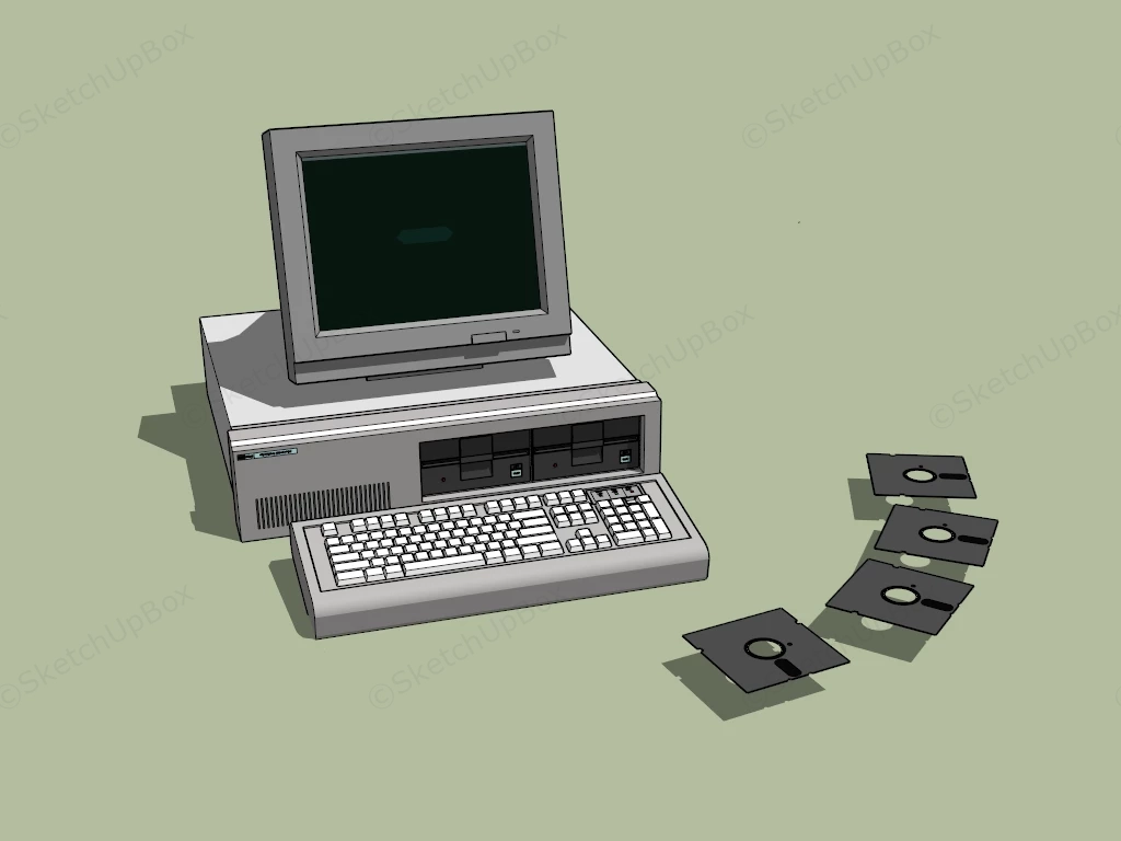 Old 90s Desktop Computer sketchup model preview - SketchupBox