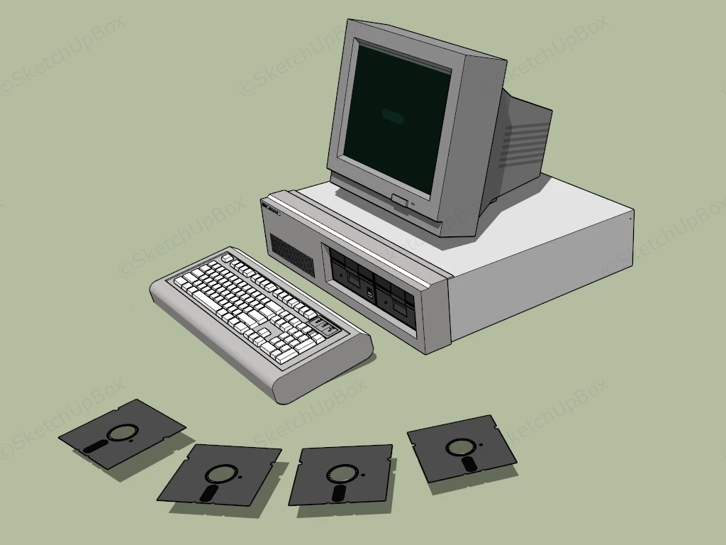Old 90s Desktop Computer sketchup model preview - SketchupBox