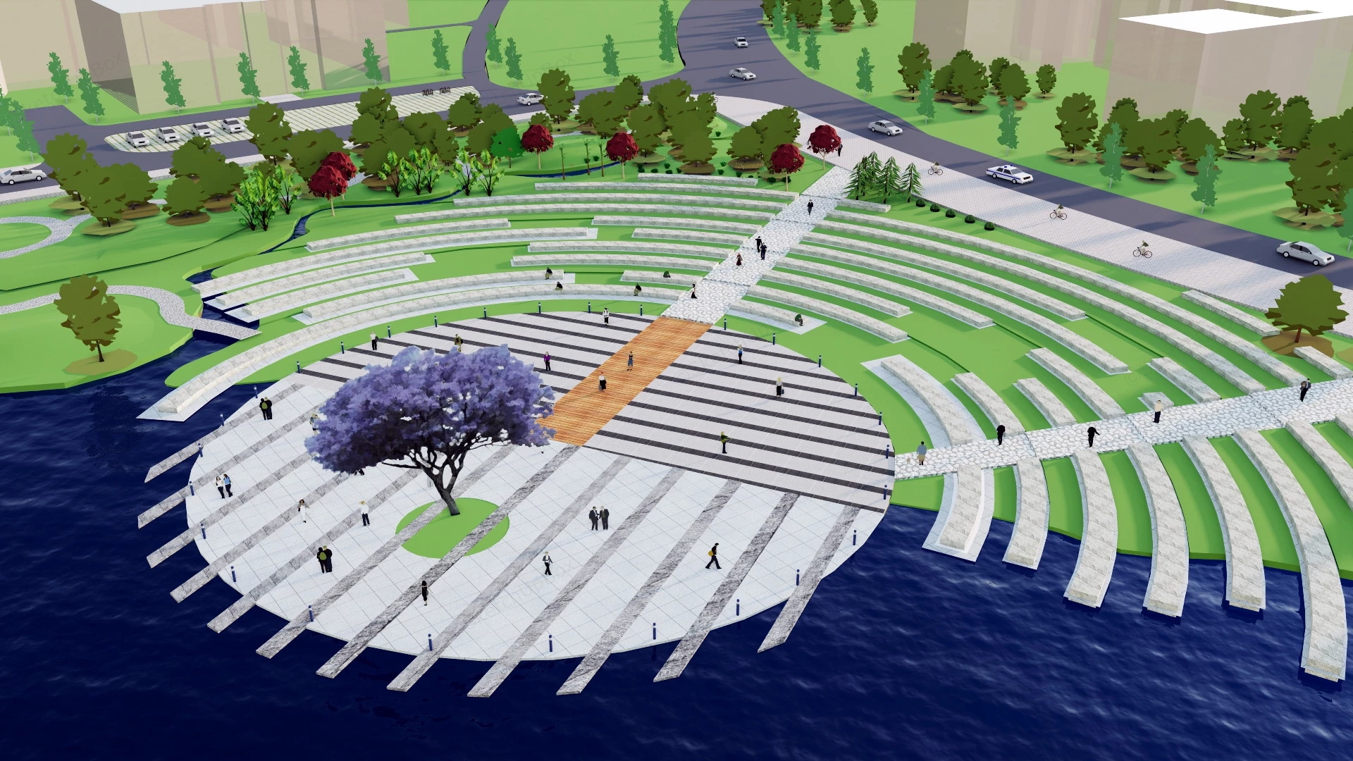 Lakefront Plaza Design sketchup model preview - SketchupBox