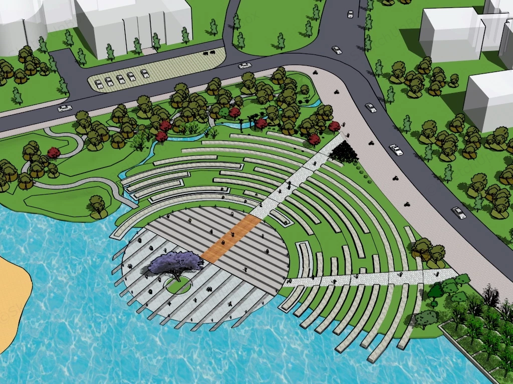 Lakefront Plaza Design sketchup model preview - SketchupBox