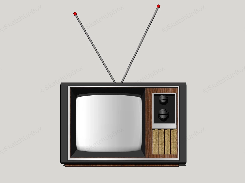 Retro Television sketchup model preview - SketchupBox