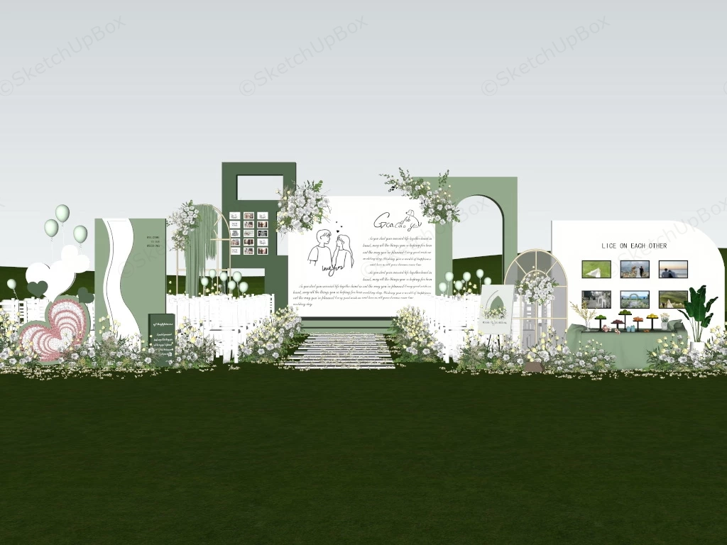 Outdoor Garden Wedding Venue sketchup model preview - SketchupBox