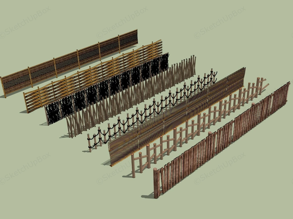 Rustic Log Fences sketchup model preview - SketchupBox