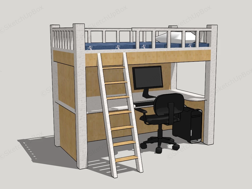 College Loft Bed sketchup model preview - SketchupBox