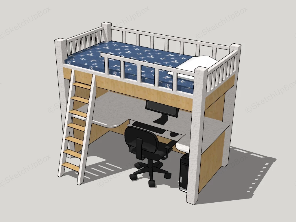 College Loft Bed sketchup model preview - SketchupBox