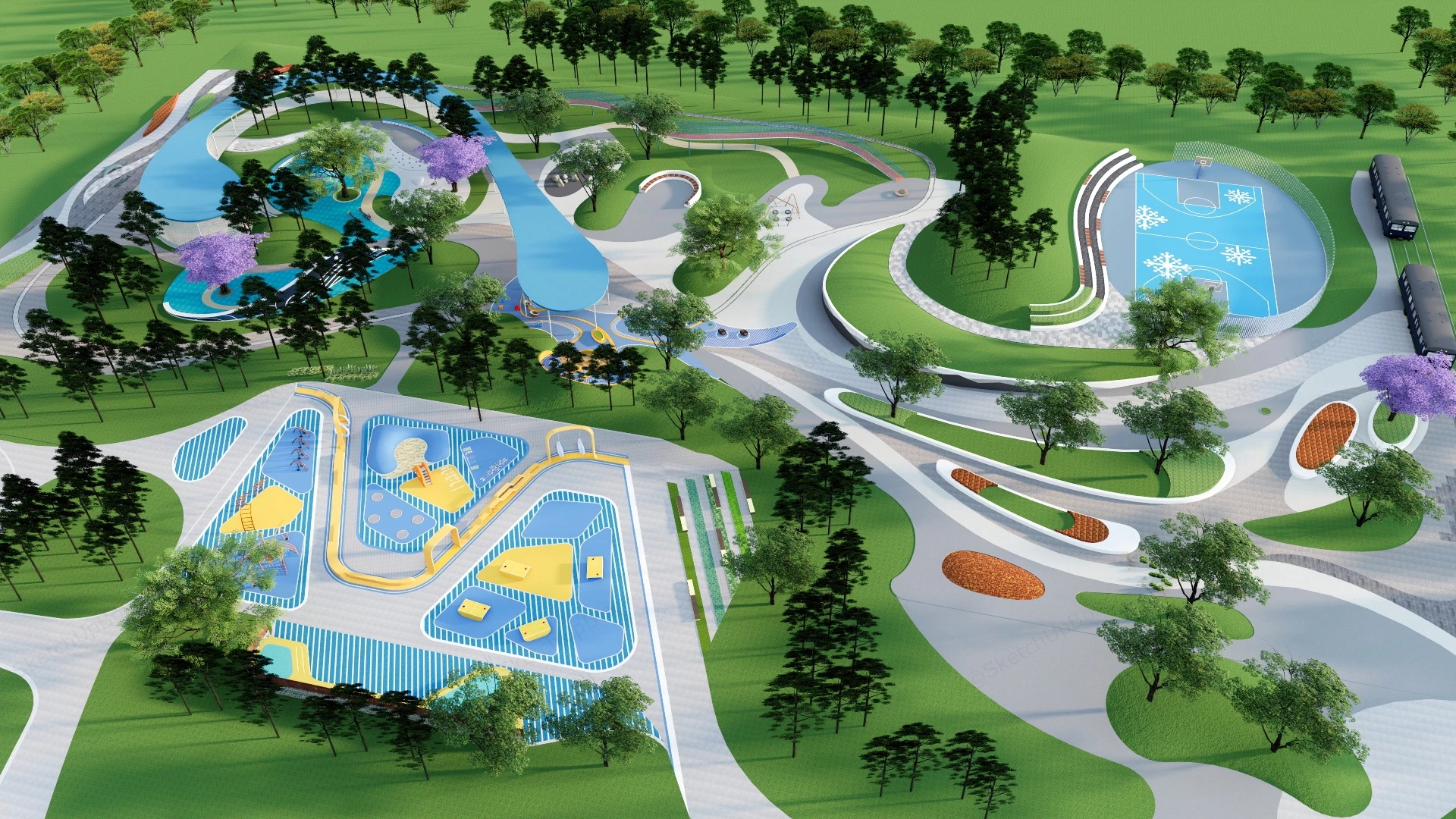 Community Park Plan sketchup model preview - SketchupBox