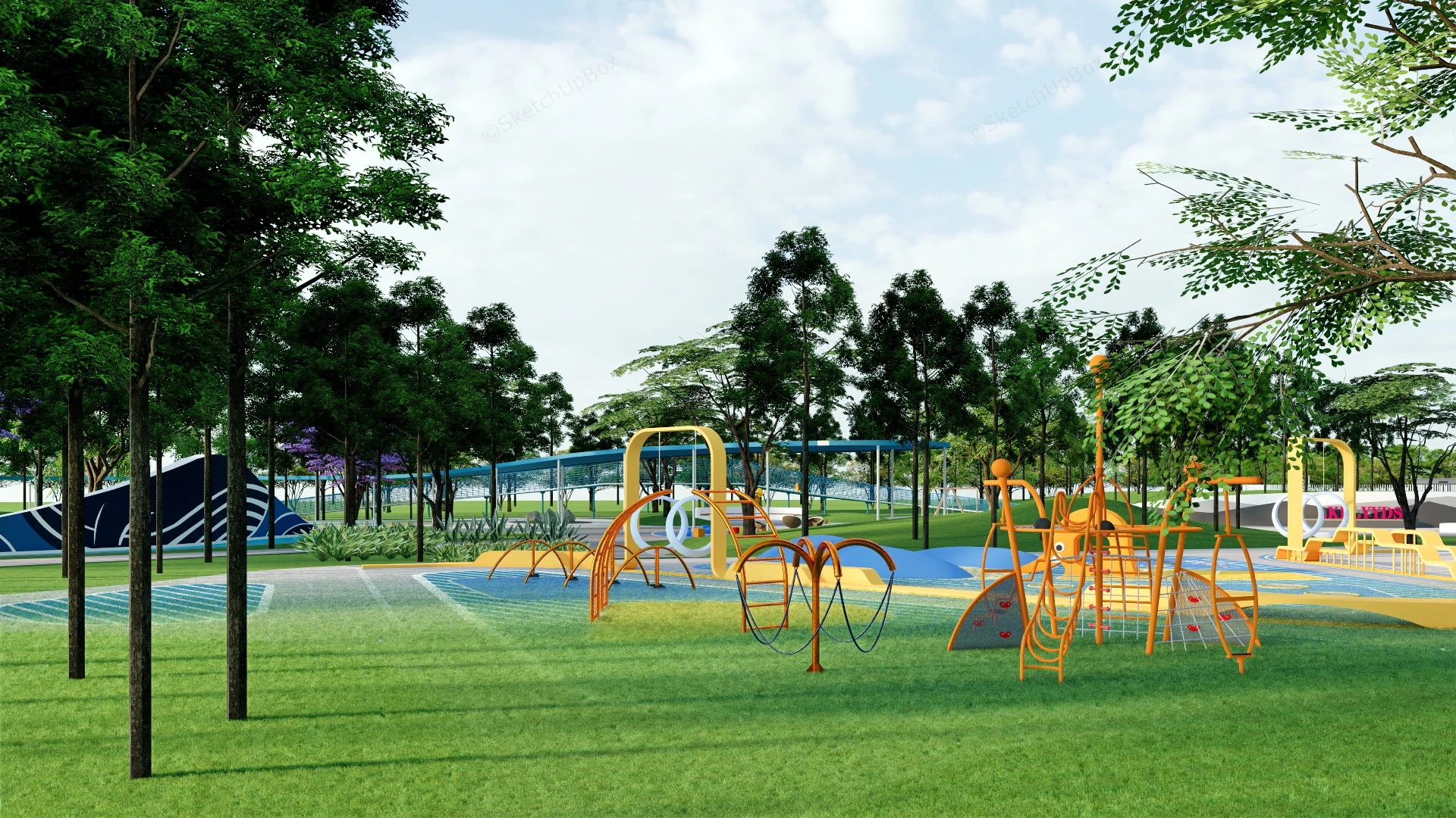 Community Park Plan sketchup model preview - SketchupBox