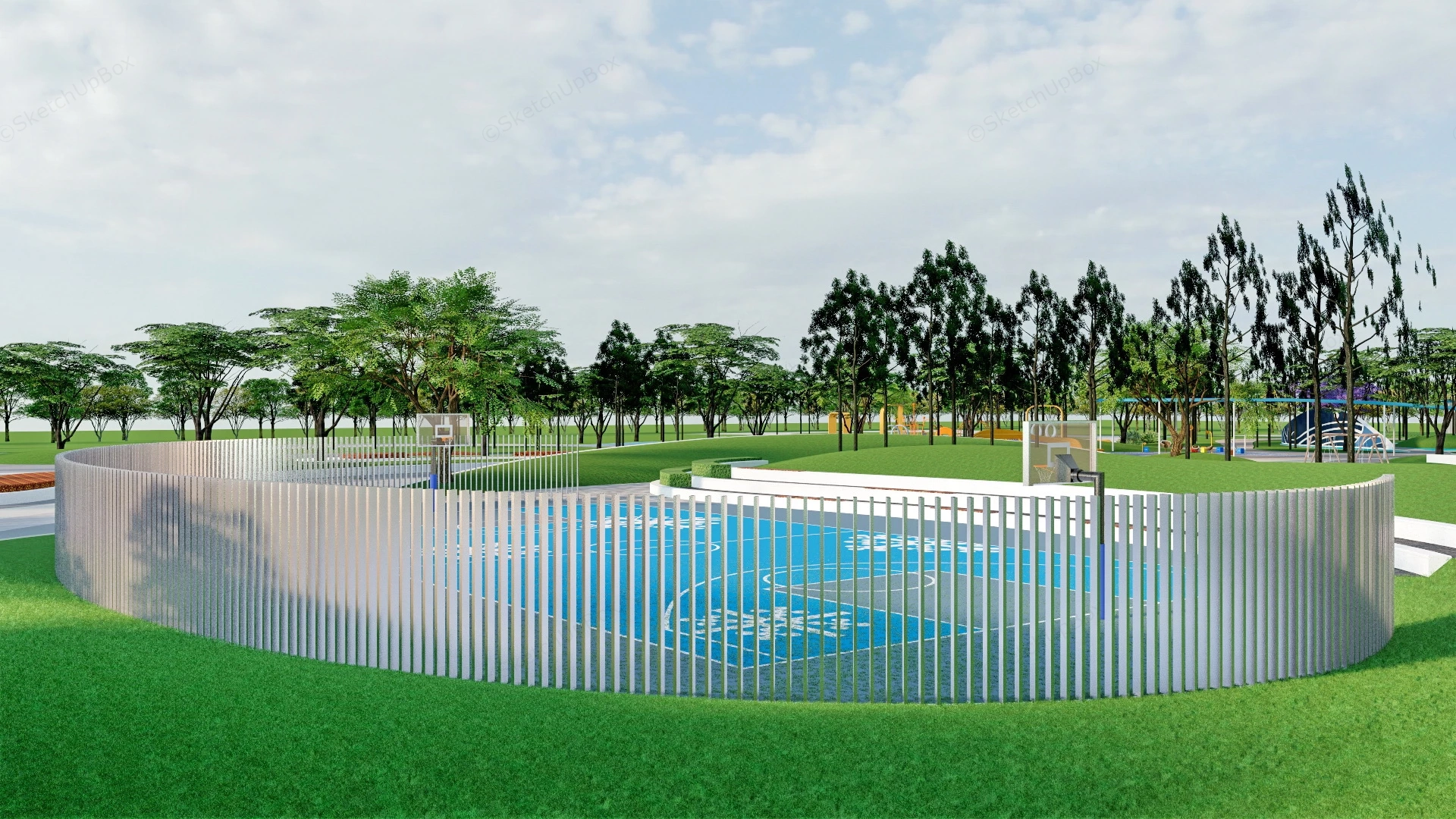 Community Park Plan sketchup model preview - SketchupBox