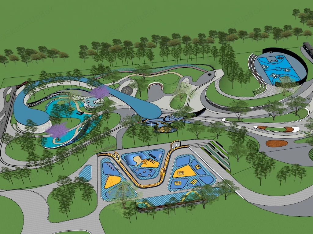 Community Park Plan sketchup model preview - SketchupBox