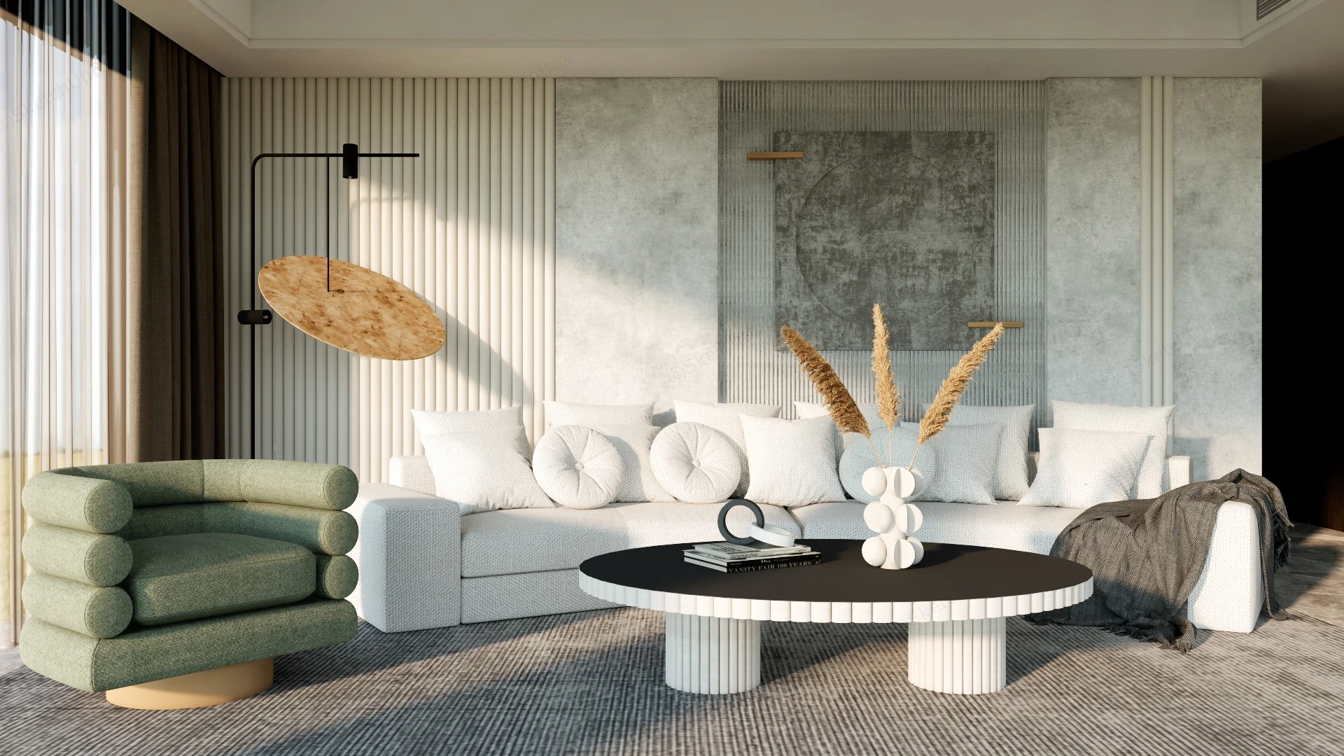 Wabi Sabi Modern Living Room sketchup model preview - SketchupBox