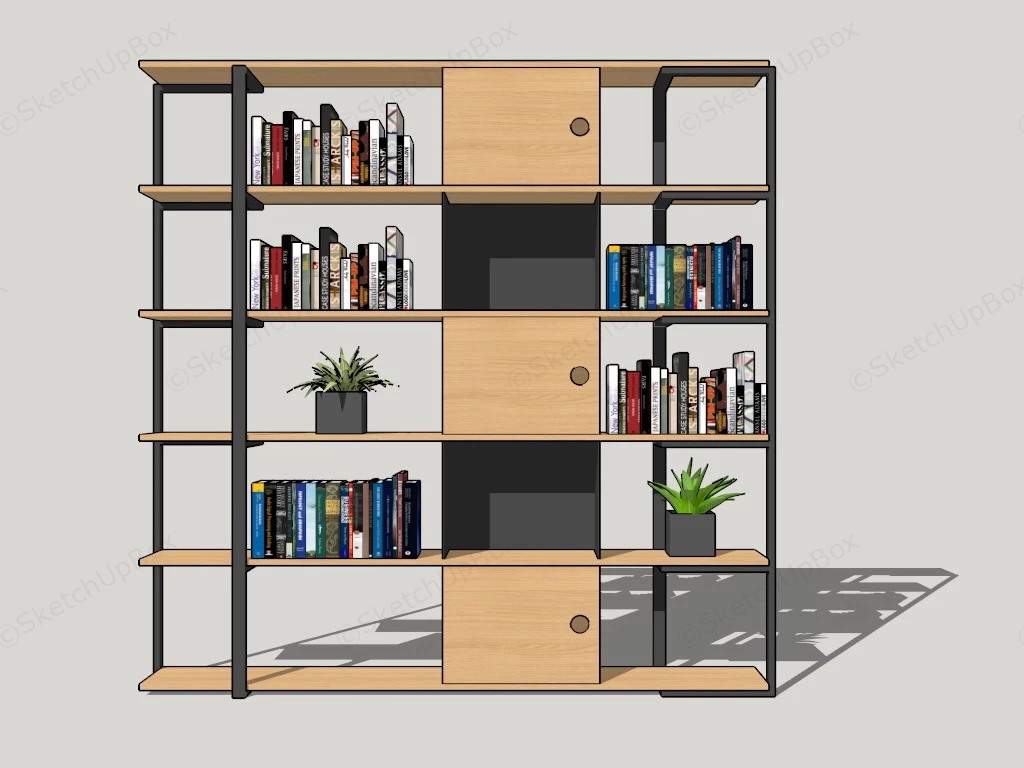 Industrial Metal Bookshelf sketchup model preview - SketchupBox