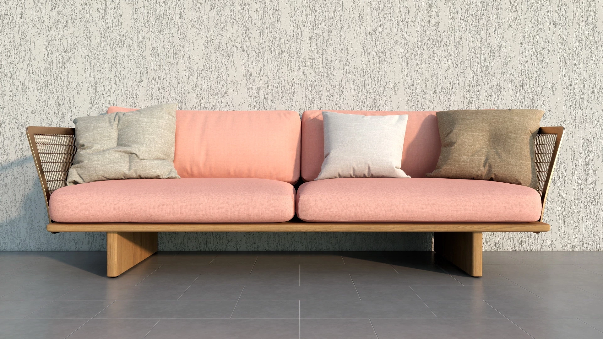 Pink Loveseat Sofa sketchup model preview - SketchupBox