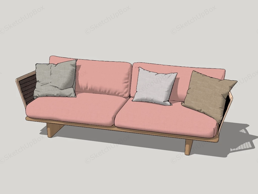 Pink Loveseat Sofa sketchup model preview - SketchupBox