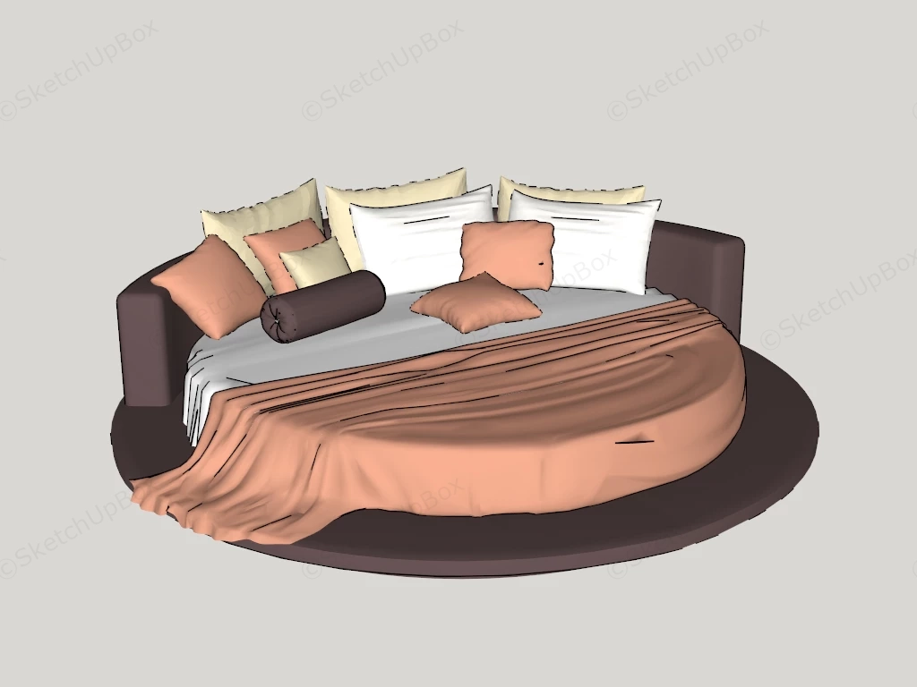 Round Upholstered Bed sketchup model preview - SketchupBox