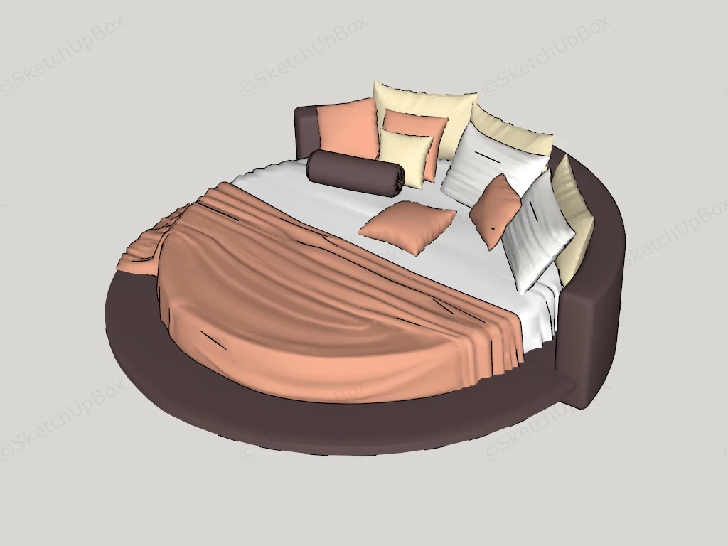 Round Upholstered Bed sketchup model preview - SketchupBox