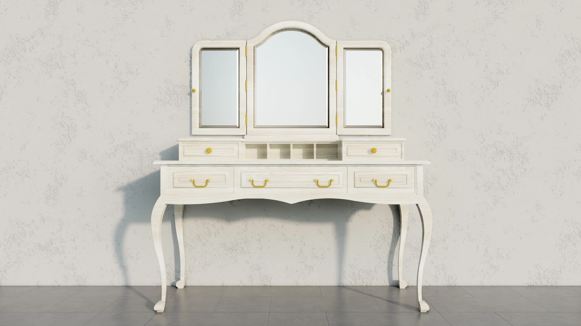 Traditional Dressing Table Vanity sketchup model preview - SketchupBox
