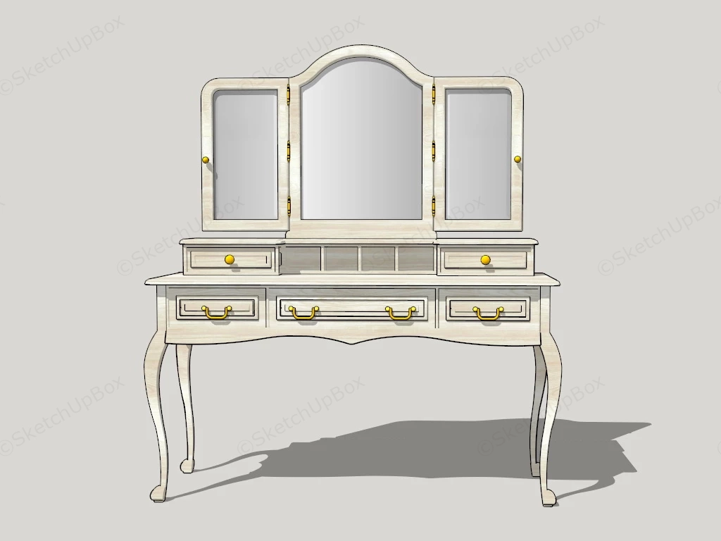 Traditional Dressing Table Vanity sketchup model preview - SketchupBox