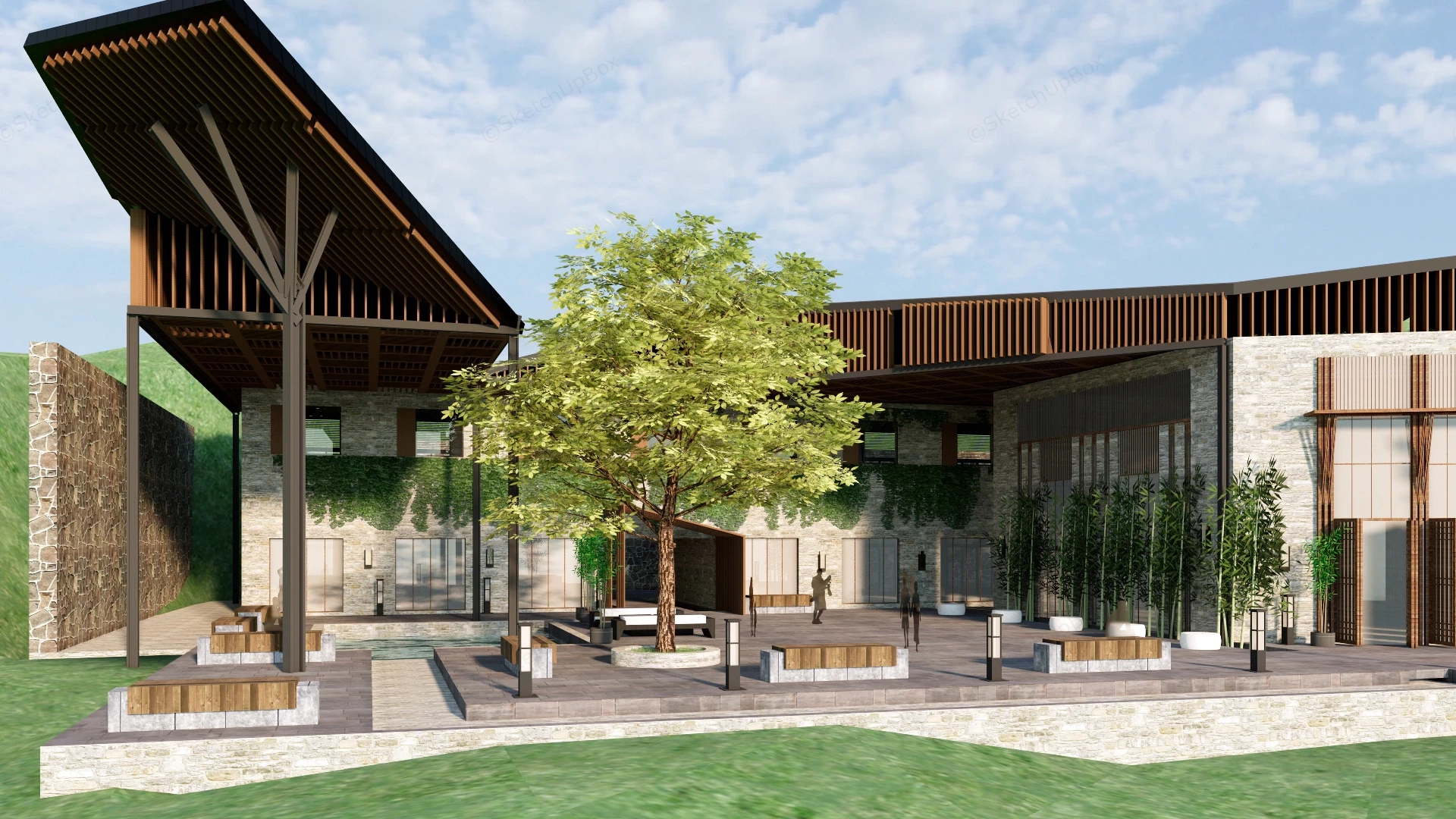 Mountain Resort Plan sketchup model preview - SketchupBox