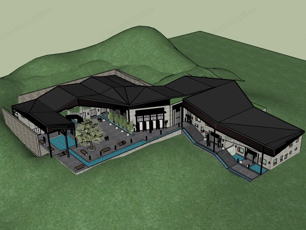Mountain Resort Plan sketchup model preview - SketchupBox