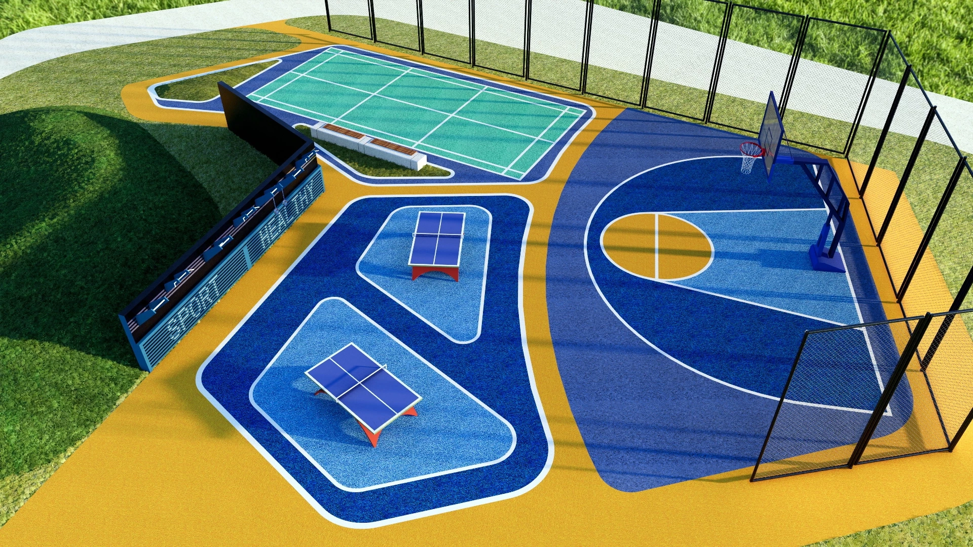 Community Sports Field sketchup model preview - SketchupBox