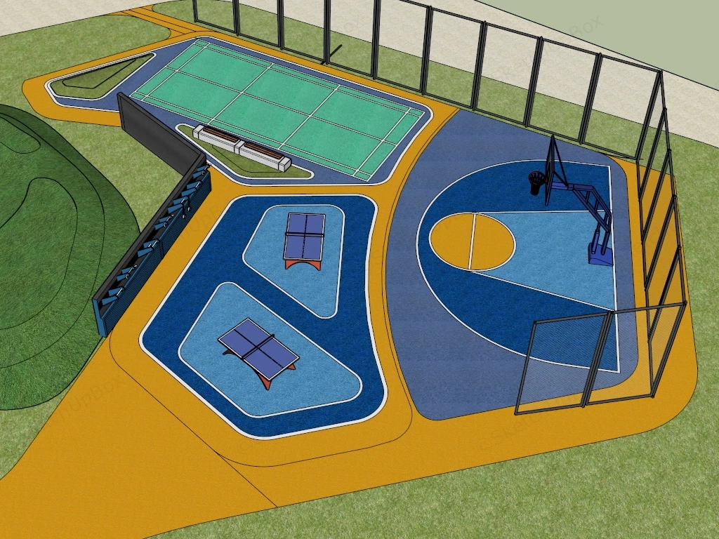 Community Sports Field sketchup model preview - SketchupBox