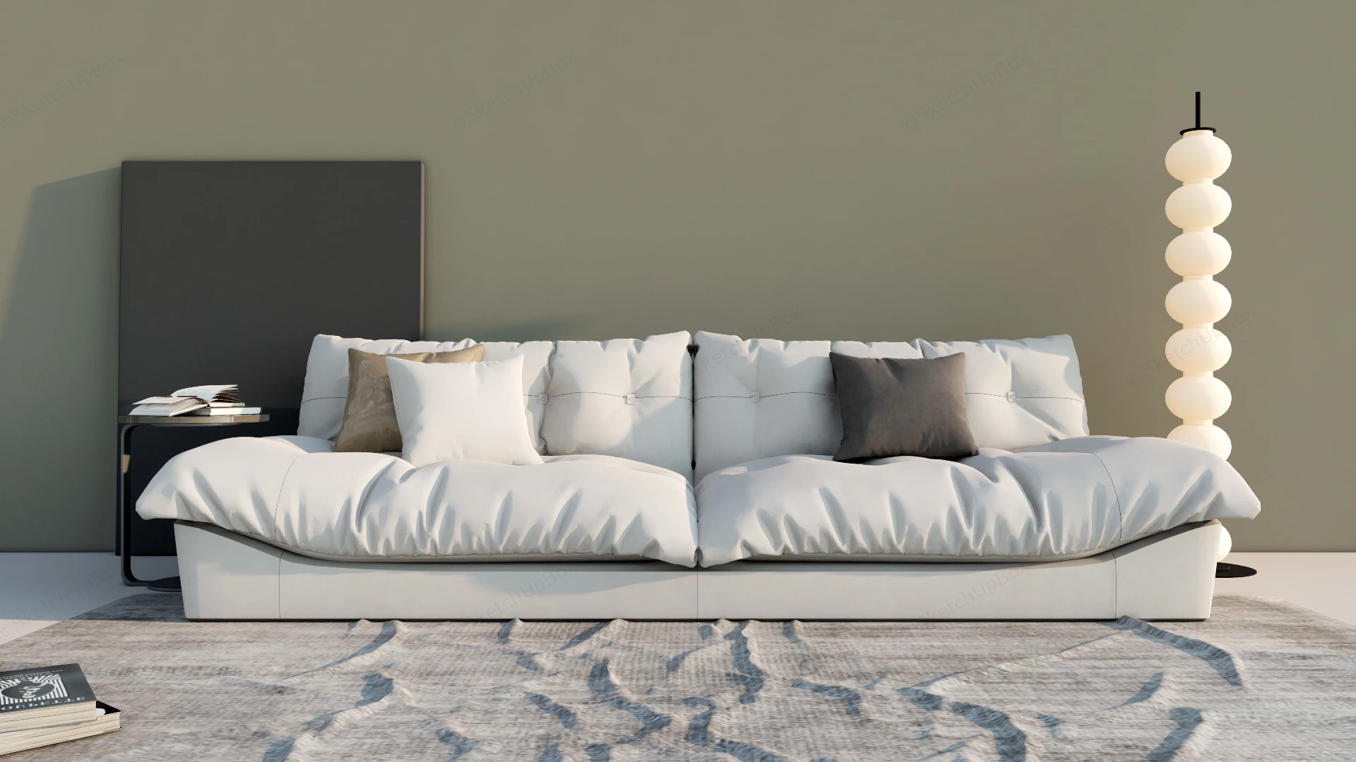 Modern Fabric Upholstered Sofa sketchup model preview - SketchupBox