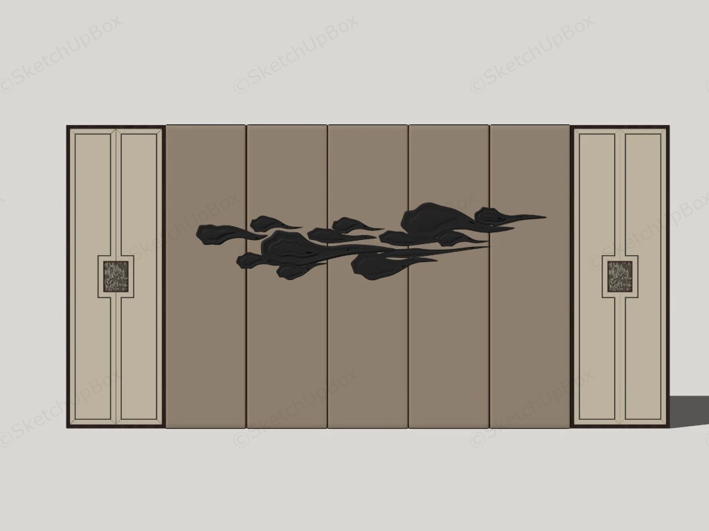 Asian Style Wall Accent sketchup model preview - SketchupBox
