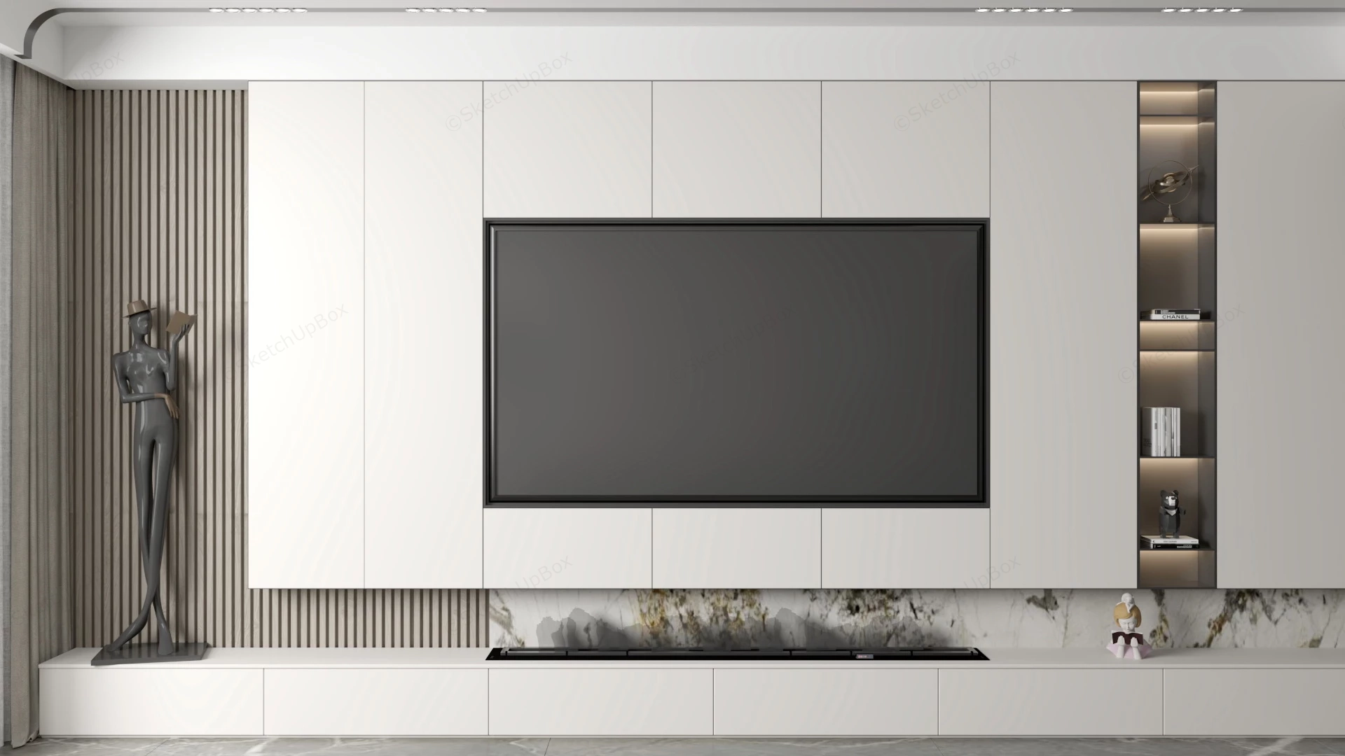 Living Room TV Accent Wall sketchup model preview - SketchupBox