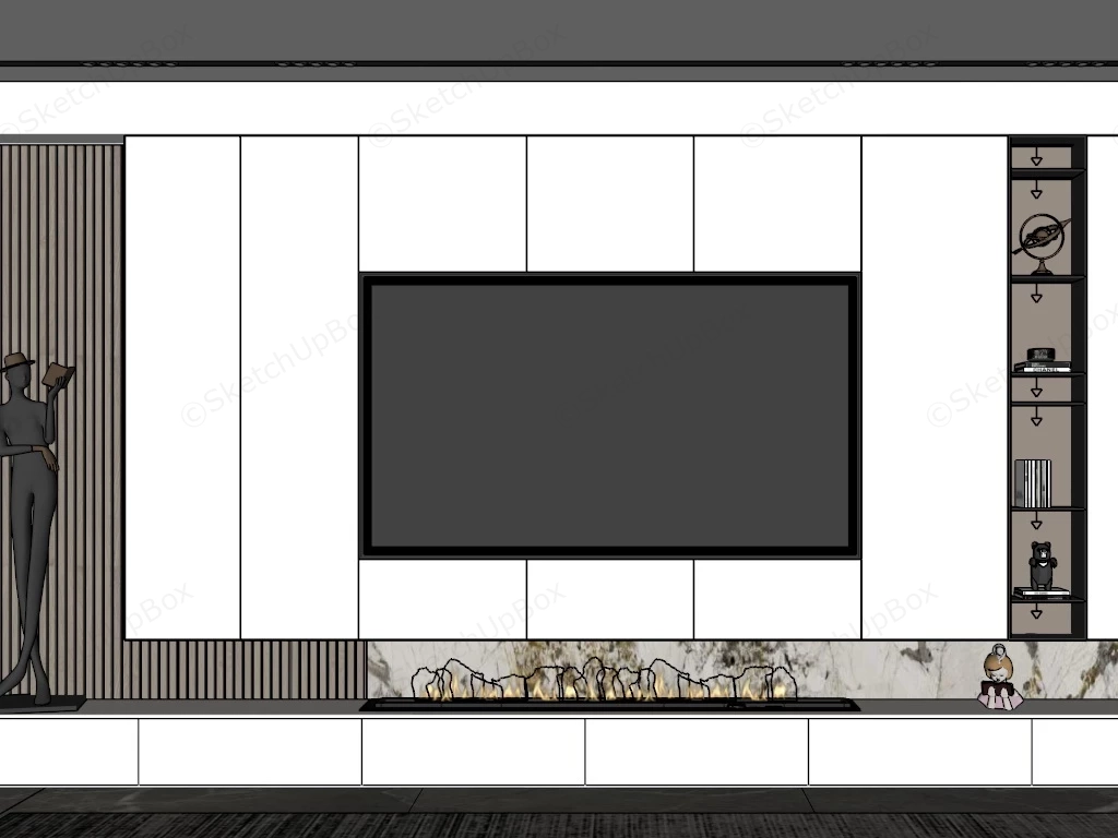 Living Room TV Accent Wall sketchup model preview - SketchupBox