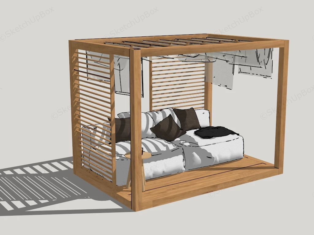 Wood Pergola With Built In Sofa sketchup model preview - SketchupBox