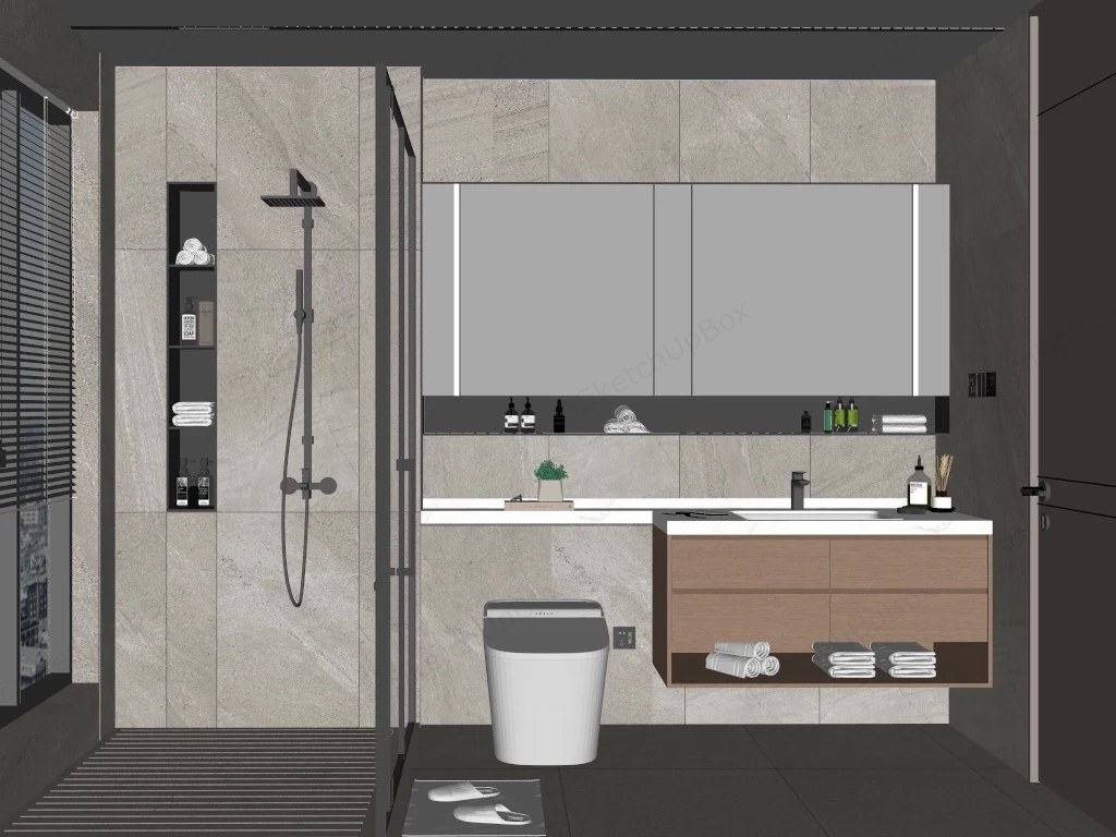 Cream Bathroom Idea sketchup model preview - SketchupBox