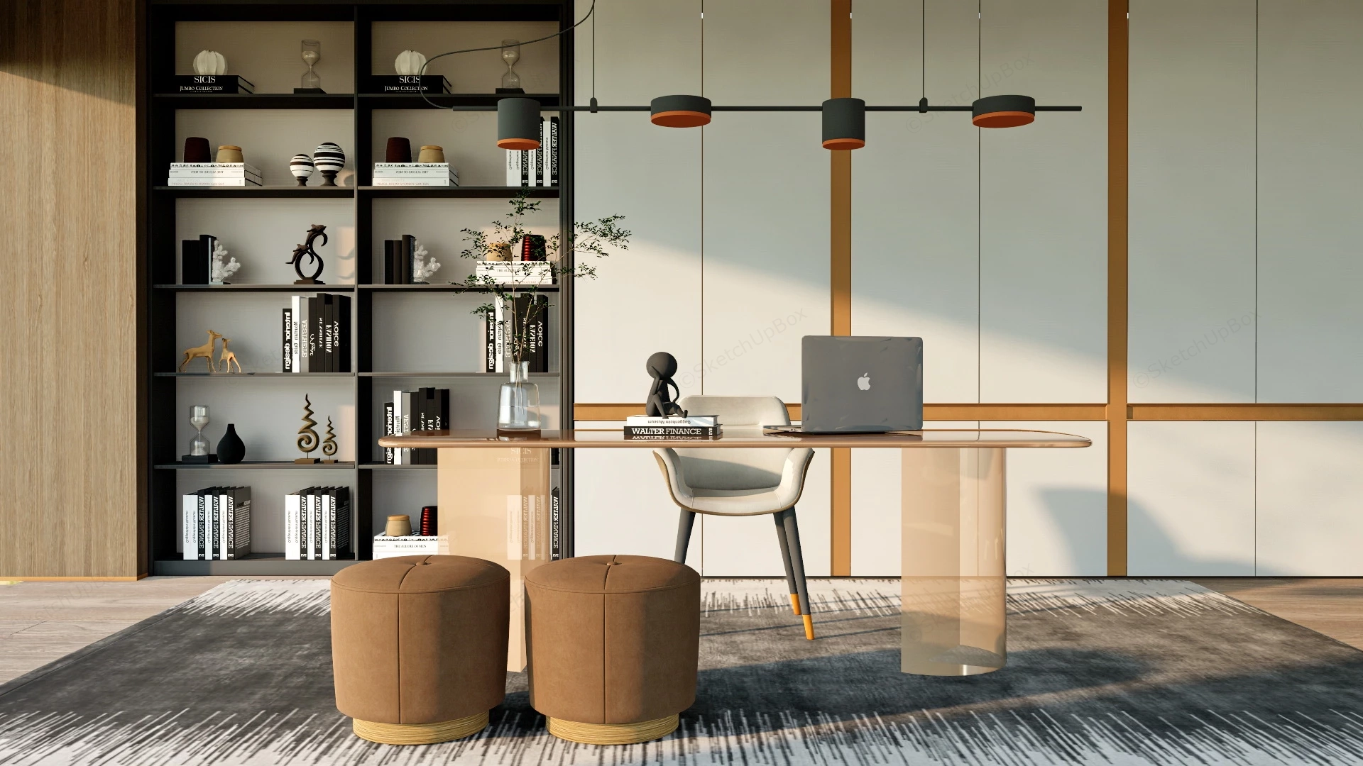 Luxury Home Office Design sketchup model preview - SketchupBox