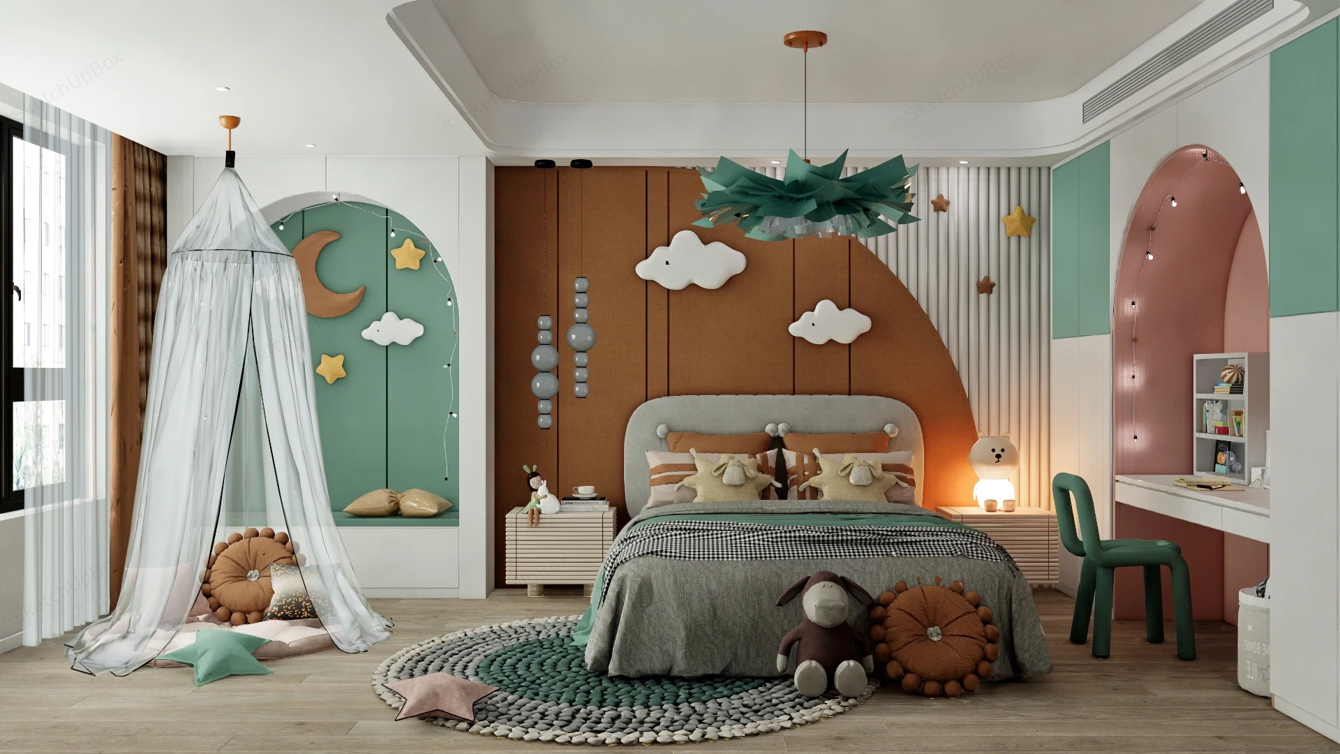 Cozy Girl Room Idea sketchup model preview - SketchupBox