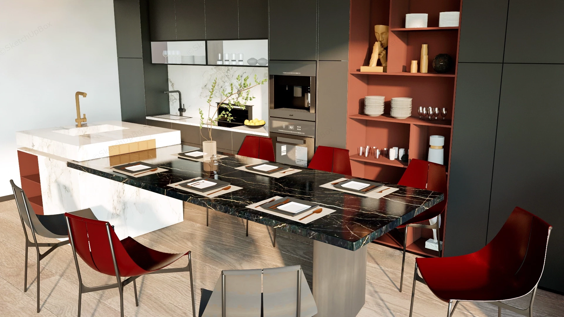 Kitchen Island With Dining Area sketchup model preview - SketchupBox