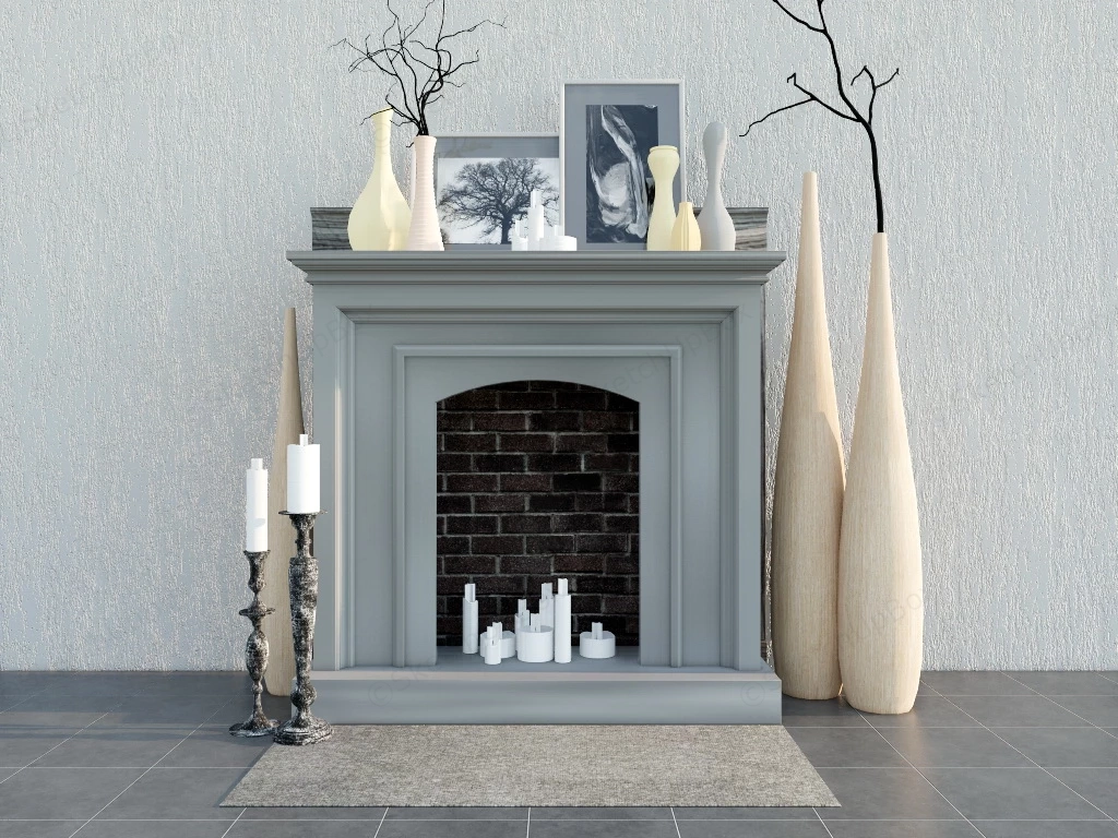 Cast Stone Fireplace sketchup model preview - SketchupBox