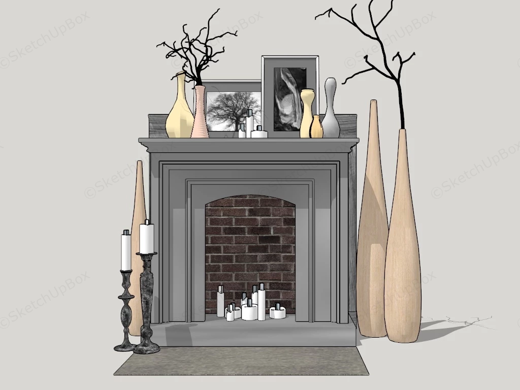 Cast Stone Fireplace sketchup model preview - SketchupBox