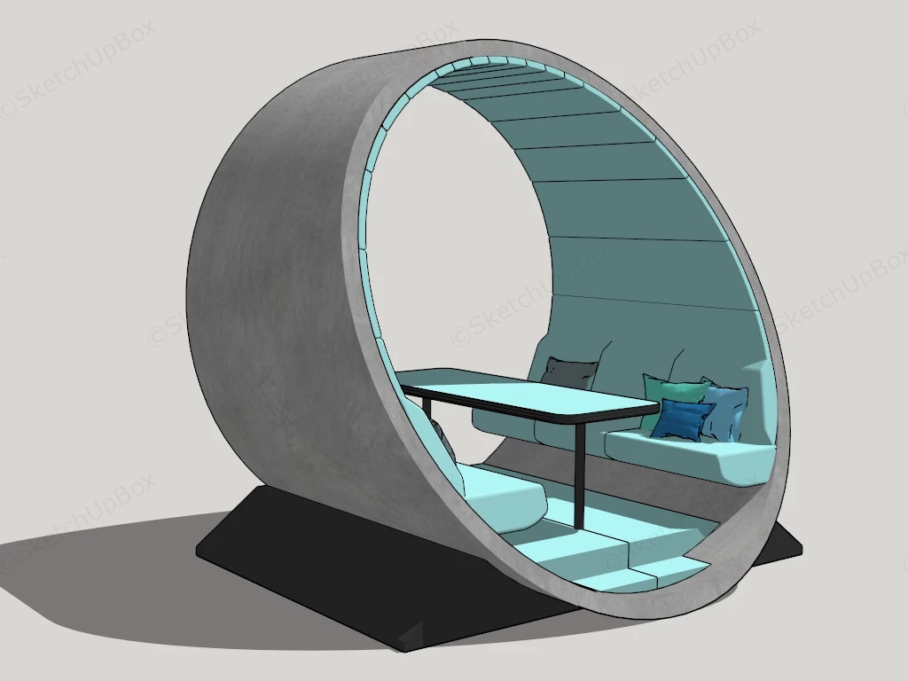 Cement Pipe Restaurant Booth sketchup model preview - SketchupBox